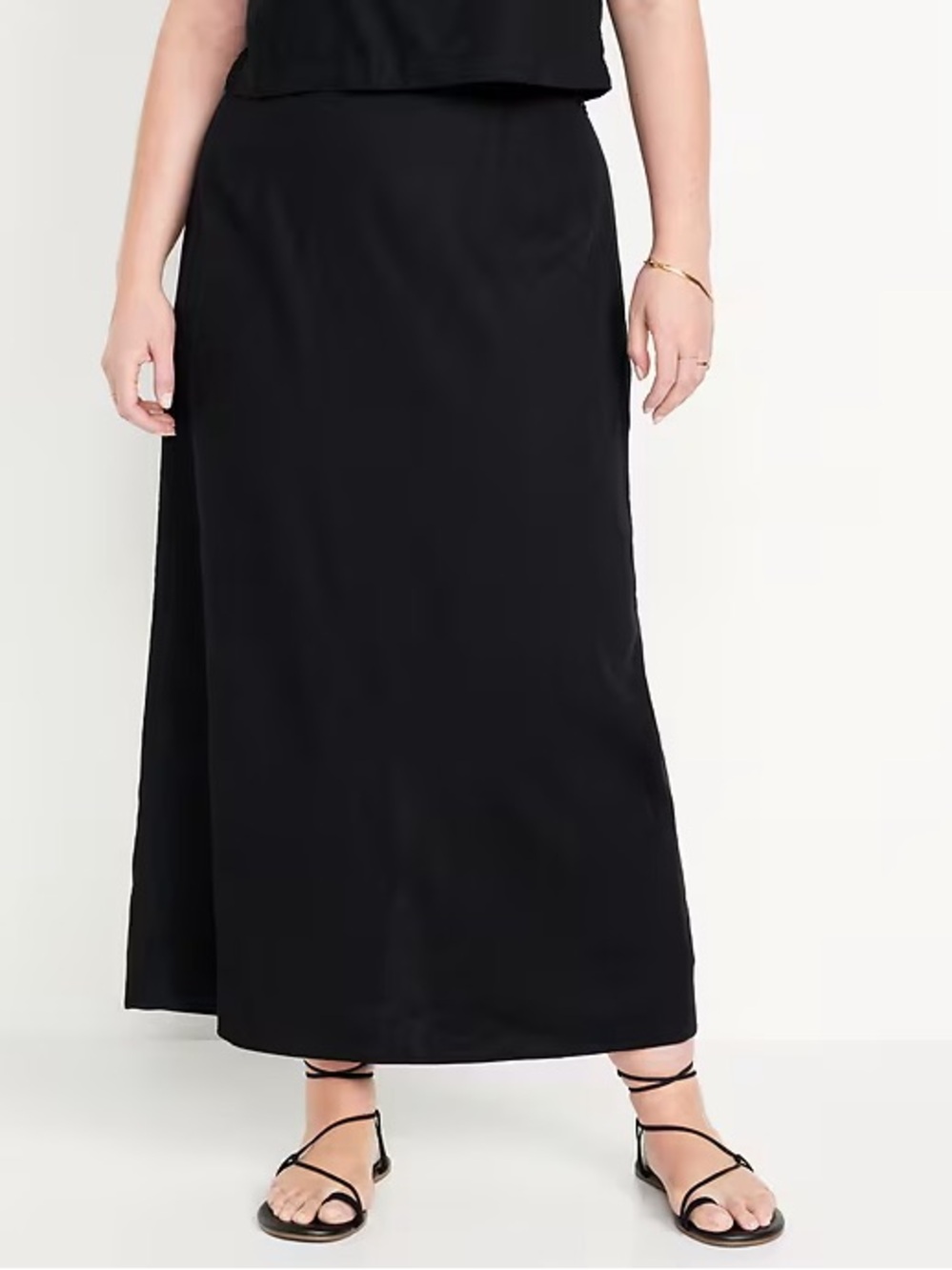 NWT! Old Navy Black High-Waisted Linen-Blend Maxi Skirt - Large 🪙